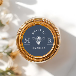 Sticker Rond Élégant Bleu Foncé Meant to Bee Mariage Faveur de 