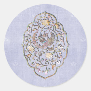 Sticker Rond Elégant bleu pâle Vintage Enveloppe de mariage sce