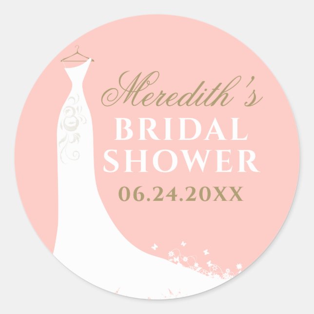 Sticker Rond Elégant Blush et Gold Mariage Fête des mariées de  (Devant)