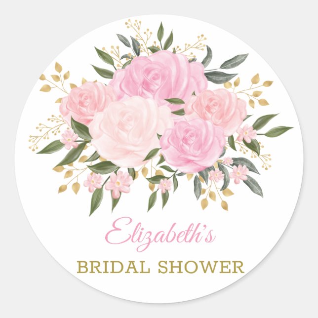 Sticker Rond Elégant Blush Gold Floral Merci de verdure Favoris (Devant)
