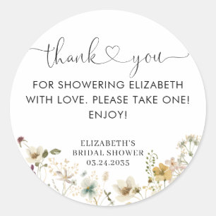 Sticker Rond Élégant Bohème Chic Fleur de Champ Floral Merci