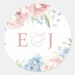 Sticker Rond Elégant Boho été printemps Blush Floral Mariage