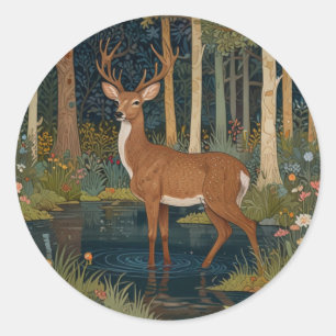 Sticker Rond Élégant boho rustique bois cerf wapiti