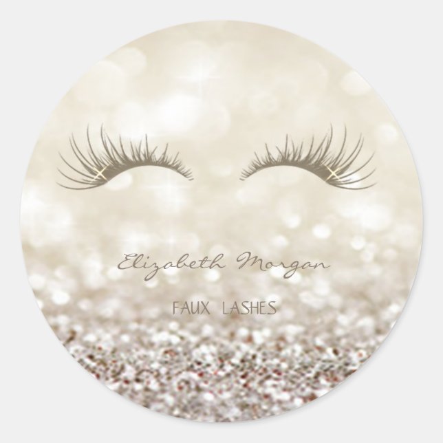 Sticker Rond Elégant Bokeh, Faux Lashes Glittery (Devant)