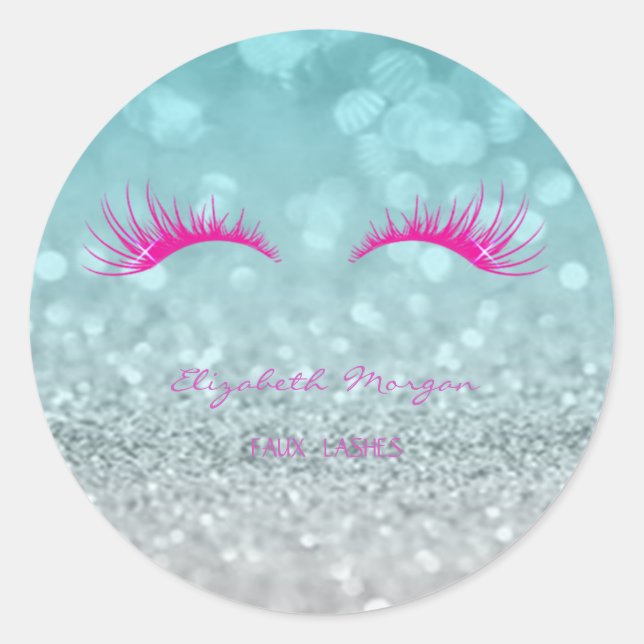 Sticker Rond Elégant Bokeh, Faux Lashes Glittery (Devant)
