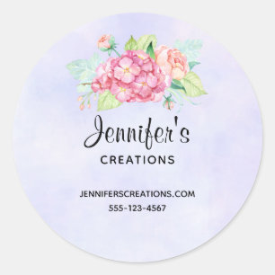 Sticker Rond Elégant Bouquet de fleurs rose