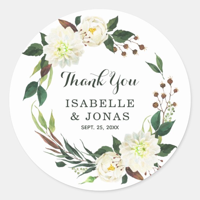 Sticker Rond Elégant Bouquet Rose (Devant)