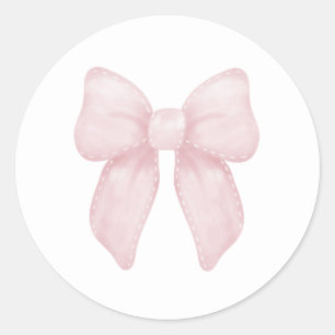 Sticker Rond Elégant Bow Girl rose premier anniversaire