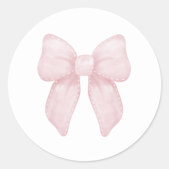 Sticker Rond Elégant Bow Girl rose premier anniversaire (Devant)