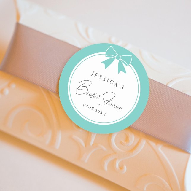 Sticker Rond Elegant Bride & Co. Nœud Papillon Bleu Turquoise M (Créateur téléchargé)