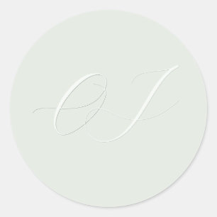 Sticker Rond Élégant Bride Groom Initiales Faux Mariage en reli