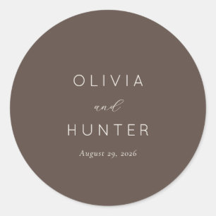 Sticker Rond Elegant Brun Typographique