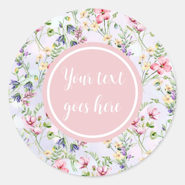 Sticker Rond Elégant cadre rose floral : Pour chaque occasion (Devant)
