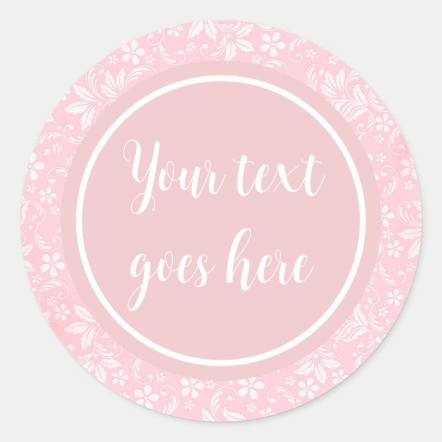 Sticker Rond Elégant cadre rose floral : Pour chaque occasion (Devant)