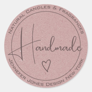 Sticker Rond Elegant Calligraphy Lilac Purple Handmade Labels