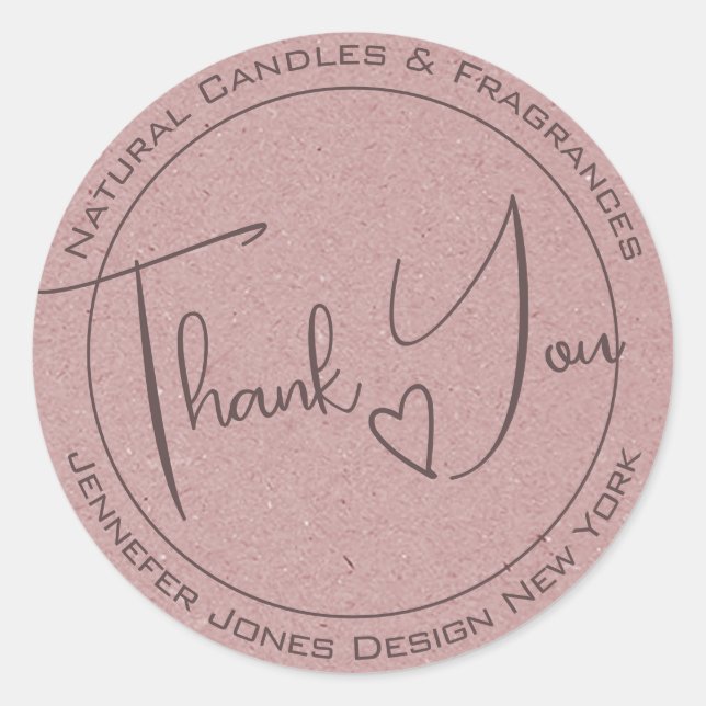 Sticker Rond Elegant Calligraphy Lilac Purple Thank You Labels (Devant)