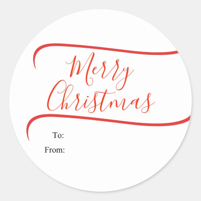 Sticker Rond Elegant Calligraphy Merry Christmas Gift (Devant)