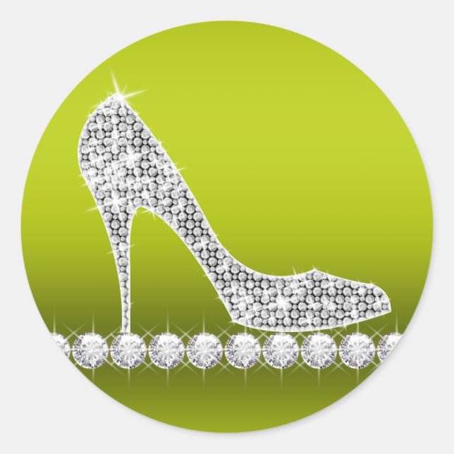 Sticker Rond Elégant Celery Green Diamond Chaussure haute talon (Devant)