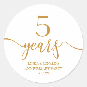 Sticker Rond Élégant Champagne 5e anniversaire Mariage