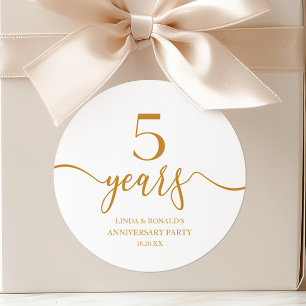 Sticker Rond Élégant Champagne 5e anniversaire Mariage