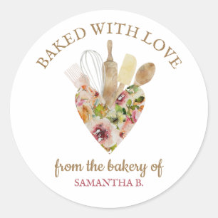 Sticker Rond Élégant Chef Amour Rustique Holiday Baker