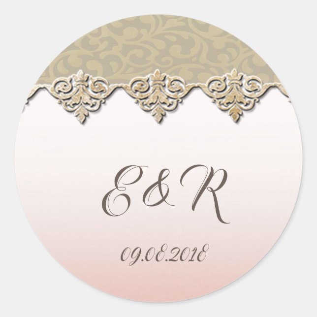 Sticker Rond Elegant Chic Damask (Devant)