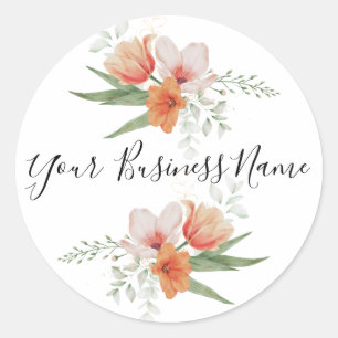 Sticker Rond Elégant Chic Feminine Aquarelle Florale Business