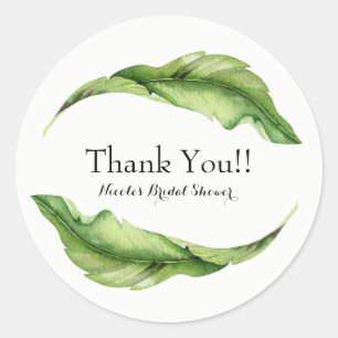 Sticker Rond Élégant Chic Feuilles Tropicales Cadeau de Mariage