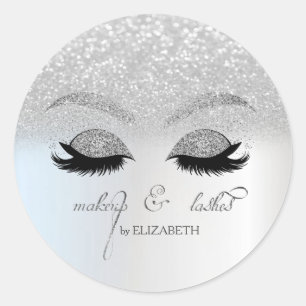 Sticker Rond Elégant Chic Parties scintillant Argent Bokeh, Fau