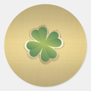 Sticker Rond Élégant chic shamrock chanceux doré classe
