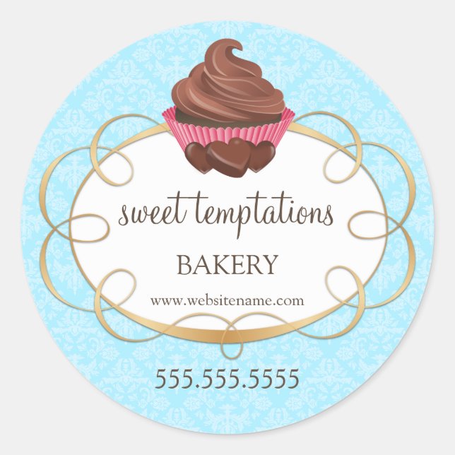Sticker Rond Élégant Chocolat Cupcake Boulangerie emballage (Devant)