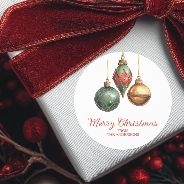 Sticker Rond Elegant Christmas Ornaments (Personalized Elegant Christmas Sticker)