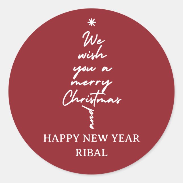 Sticker Rond “Elegant Christmas Tree Calligraphy Holiday (Devant)