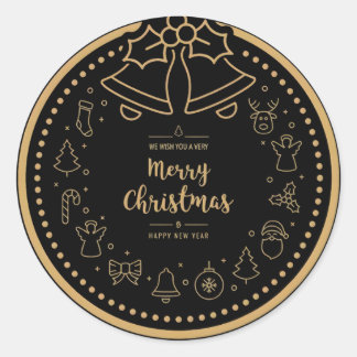 Sticker Rond Elegant Christmas Watercolor Botanical 