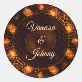 Sticker Rond Elegant Classic Boho Modern Gold #901 Wedding