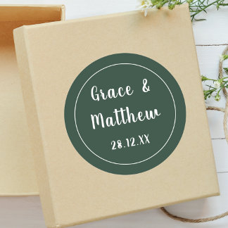 Sticker Rond Élégant classique Emerald Green Wedding Favoriser