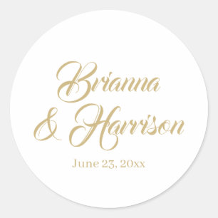Sticker Rond Élégant classique or coutume calligraphie mariage