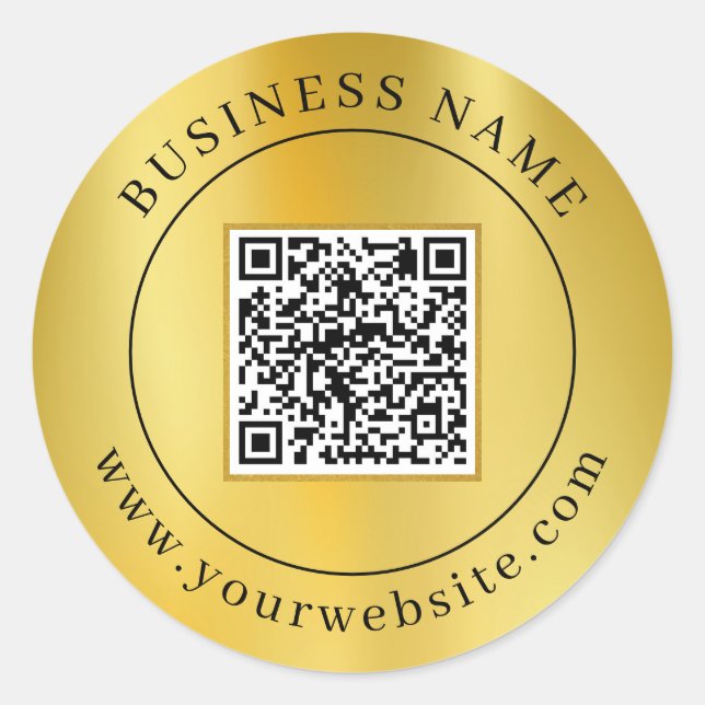 Sticker Rond Élégant code QR personnalisé (Devant)