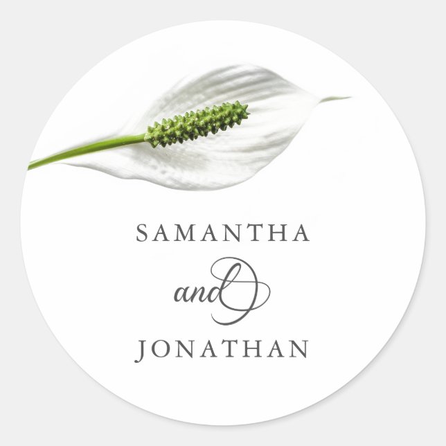 Sticker Rond Elégant coton blanc Mariage Lily de paix (Devant)