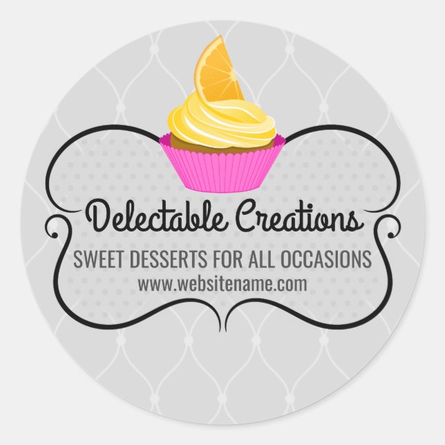 Sticker Rond Élégant Cupcake Boulangerie Cachets (Devant)