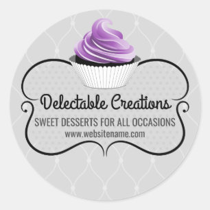 Sticker Rond Élégant Cupcake Boulangerie Cachets