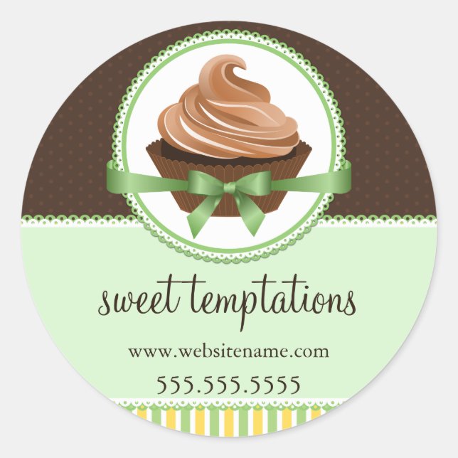 Sticker Rond Élégant Cupcake Mint Boulangerie Boîte d'emballage (Devant)