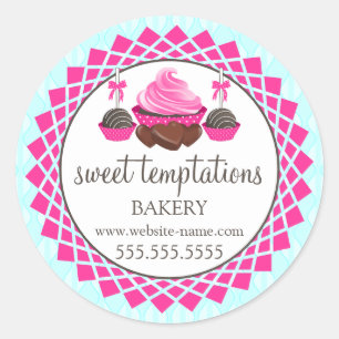 Sticker Rond Élégant Cupcake Pops de gâteau Chocolates