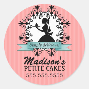 Sticker Rond Elégant Cupcake Silhouette Boulangerie Cachet