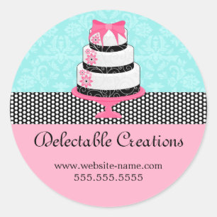 Sticker Rond Élégant Damas de gâteau