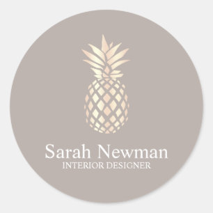 Sticker Rond Elégant designer rose d'intérieur d'ananas
