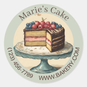 Sticker Rond Élégant dessert Baker Cake Caterer Cupcake Bakery