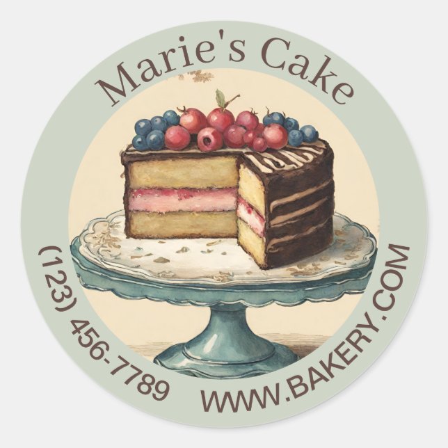 Sticker Rond Élégant dessert Baker Cake Caterer Cupcake Bakery (Devant)