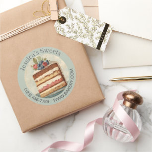Sticker Rond Élégant dessert Baker Cake Caterer Cupcake Bakery