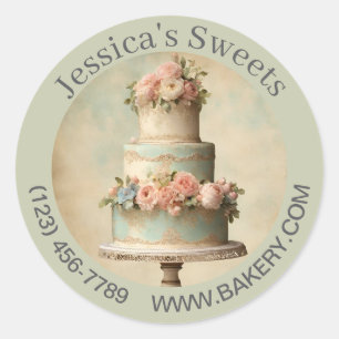 Sticker Rond Élégant dessert Baker Cake Caterer Cupcake Bakery